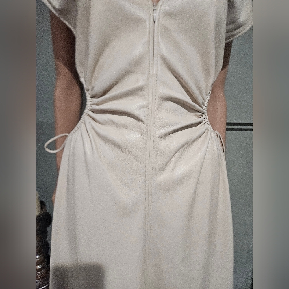 A.L.C. Syna Faux Leather Cutout Midi Dress Bone White. Size 6 NWT. - Picture 6 of 16
